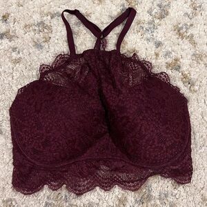 PINK Victoria's Secret Push Up Pigeonnant Bra Wine Size M D-DD